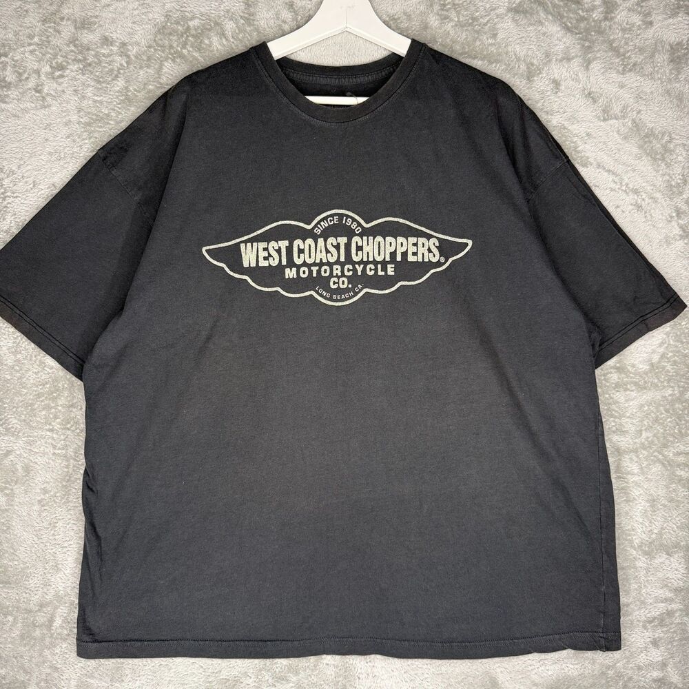 West Coast Choppers T-Shirt Mens 2XL Faded Gray Motorcycles Y2K Spell Out Logo